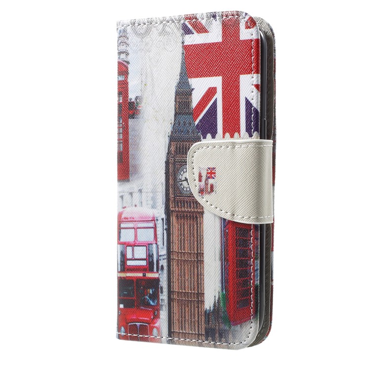 Cross Texture Pattern Printing Wallet Leather Phone Casing for Samsung Galaxy J2 Pro 2018 - Big Ben and UK Flag-2