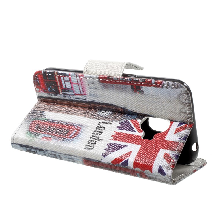 Cross Texture Pattern Printing Wallet Leather Phone Casing for Samsung Galaxy J2 Pro 2018 - Big Ben and UK Flag-4
