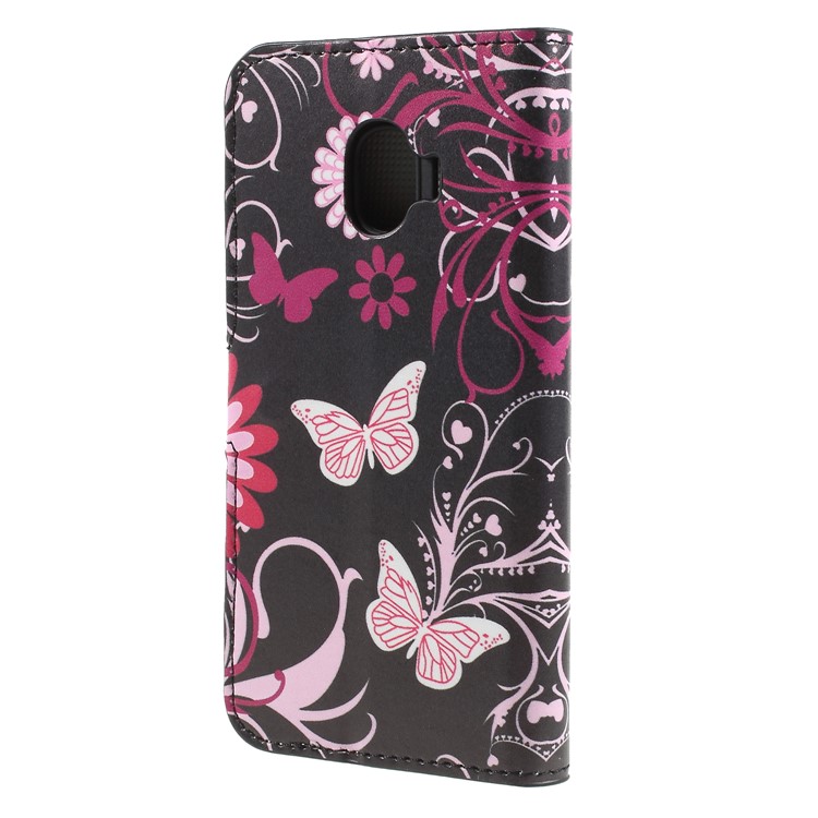 For Samsung Galaxy J2 Pro 2018 Wallet PU Leather Stand Mobile Phone Casing - Pink Flower and Butterfly-2