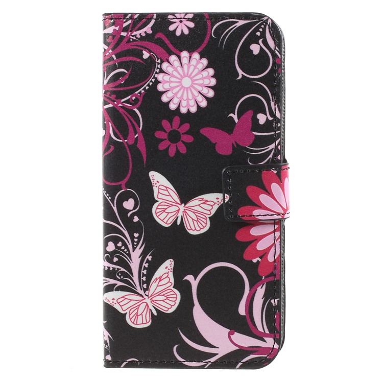 For Samsung Galaxy J2 Pro 2018 Wallet PU Leather Stand Mobile Phone Casing - Pink Flower and Butterfly-3