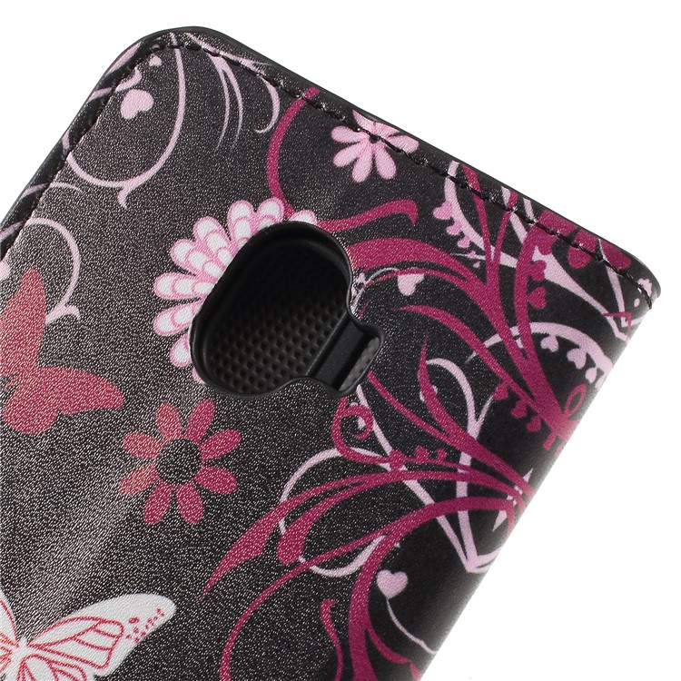 For Samsung Galaxy J2 Pro 2018 Wallet PU Leather Stand Mobile Phone Casing - Pink Flower and Butterfly-8