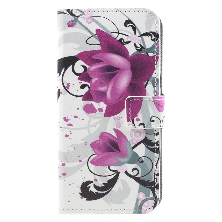 For Samsung Galaxy J2 Pro 2018 Wallet PU Leather Stand Mobile Phone Accessory Case - Purple Flower-1
