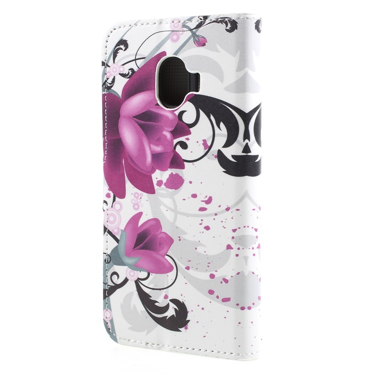 For Samsung Galaxy J2 Pro 2018 Wallet PU Leather Stand Mobile Phone Accessory Case - Purple Flower-2