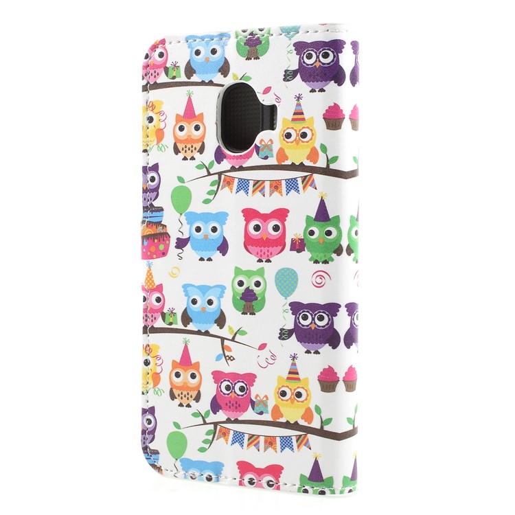 For Samsung Galaxy J2 Pro 2018 Wallet PU Leather Stand Mobile Phone Accessory Casing - Owl Family-2