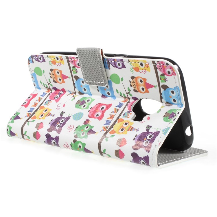 For Samsung Galaxy J2 Pro 2018 Wallet PU Leather Stand Mobile Phone Accessory Casing - Owl Family-5