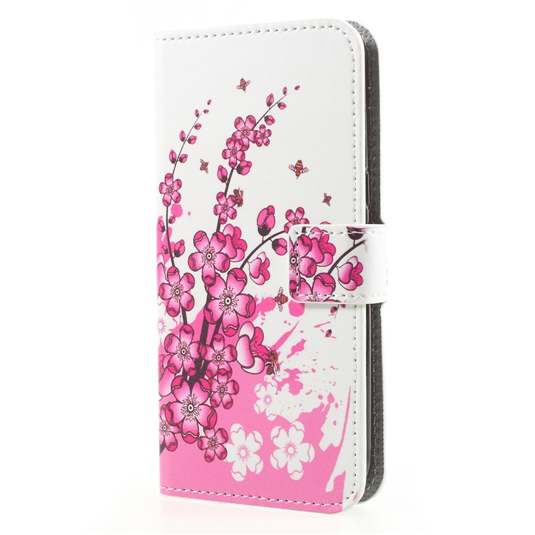 For Samsung Galaxy J2 Pro 2018 Wallet PU Leather Stand Mobile Phone Protection Casing - Pink Flower-3