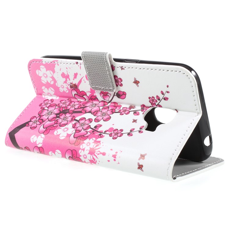 For Samsung Galaxy J2 Pro 2018 Wallet PU Leather Stand Mobile Phone Protection Casing - Pink Flower-5