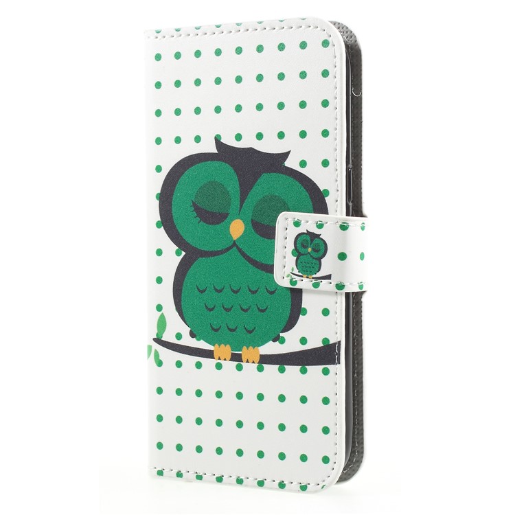 For Samsung Galaxy J2 Pro 2018 Wallet PU Leather Stand Mobile Phone Accessory Shell - Sleeping Owl-3