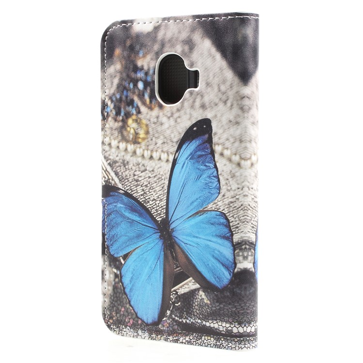 For Samsung Galaxy J2 Pro 2018 Wallet PU Leather Stand Phone Case - Blue Butterfly-2