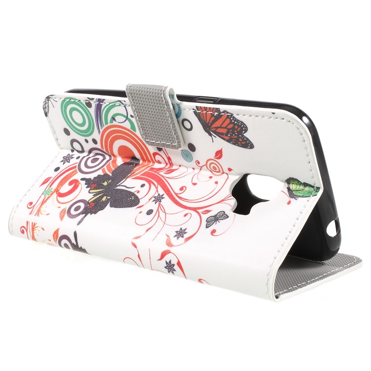 For Samsung Galaxy J2 Pro 2018 Wallet PU Leather Stand Phone Cover - Butterfly Flower-5