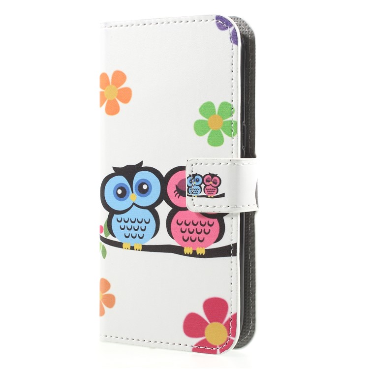 For Samsung Galaxy J2 Pro 2018 Wallet PU Leather Stand Cellphone Cover - Owl Couple-3