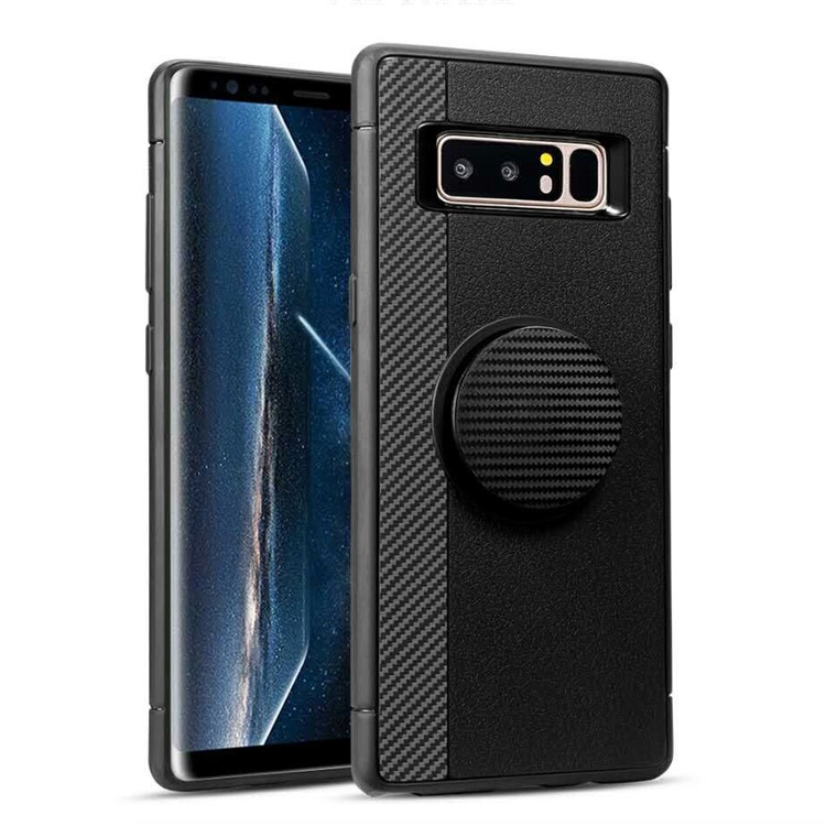 IFACE Carbon Fiber Texture TPU Case with Expanding Balloon Mount for Samsung Galaxy Note 8 SM-N950 - Black-1