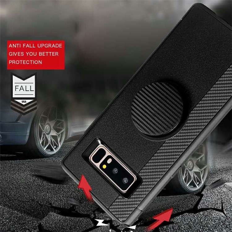 IFACE Carbon Fiber Texture TPU Case with Expanding Balloon Mount for Samsung Galaxy Note 8 SM-N950 - Black-2