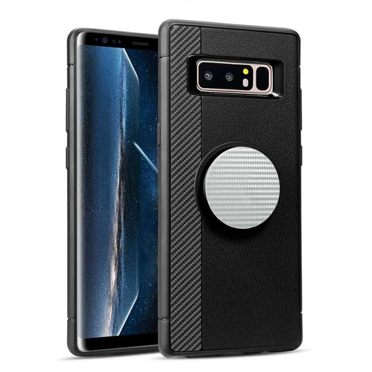 IFACE Carbon Fiber Texture TPU Cover with Expanding Balloon Mount for Samsung Galaxy Note 8 SM-N950 - Silver-1