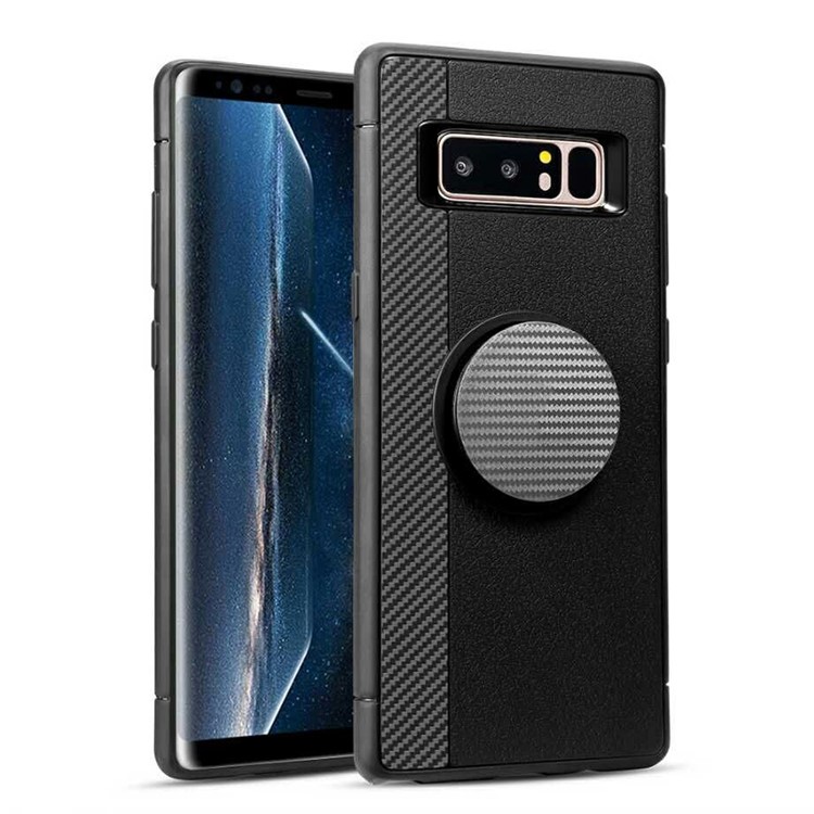 IFACE Carbon Fiber Texture TPU Shell with Expanding Balloon Mount for Samsung Galaxy Note 8 SM-N950 - Grey-1