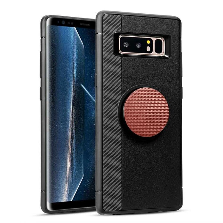 IFACE Carbon Fiber Texture TPU Casing with Expanding Balloon Mount for Samsung Galaxy Note 8 SM-N950 - Red-1