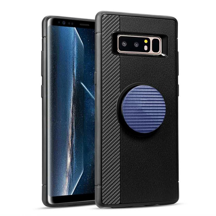 IFACE Carbon Fiber Texture TPU Back Casing with Expanding Balloon Mount for Samsung Galaxy Note 8 SM-N950 - Blue-1