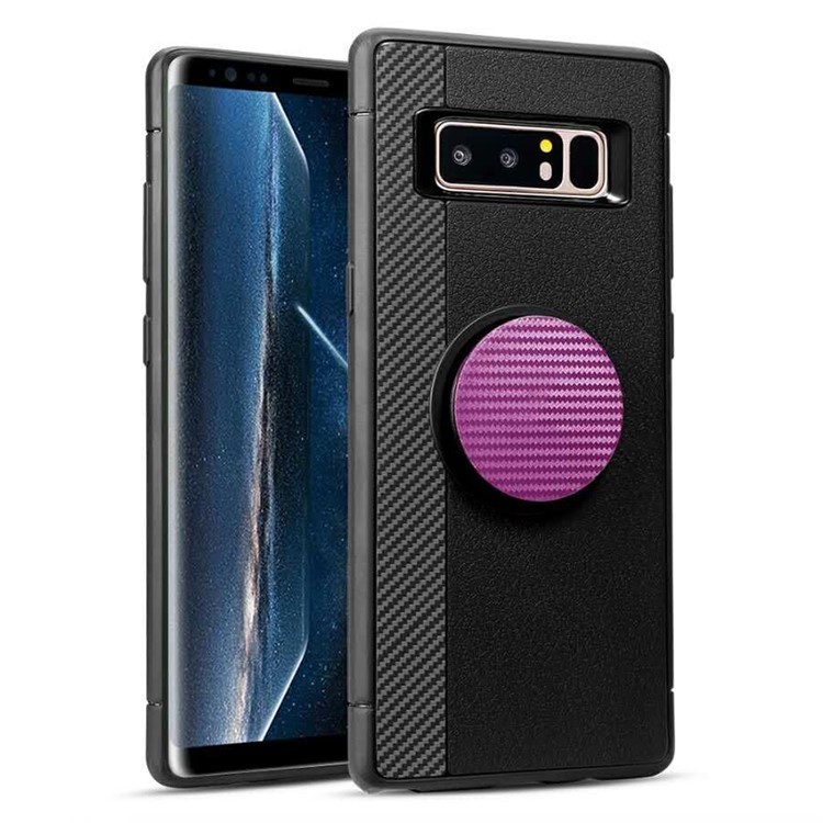 IFACE Carbon Fiber Texture Soft TPU Case with Expanding Balloon Mount for Samsung Galaxy Note 8 SM-N950 - Purple-1