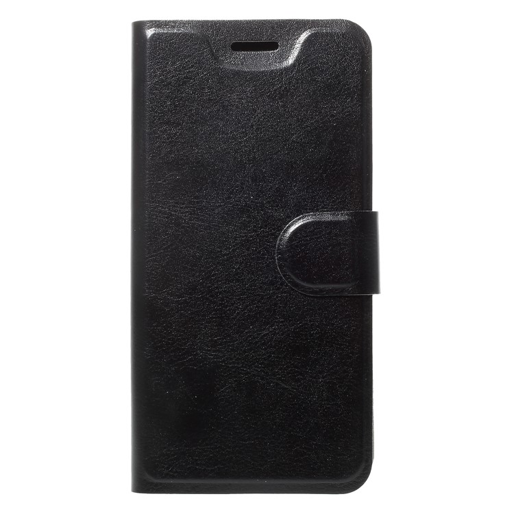 Crazy Horse Card Holder PU Leather Mobile Phone Casing for Samsung Galaxy S9 Built-in Steel Sheet - Black-3
