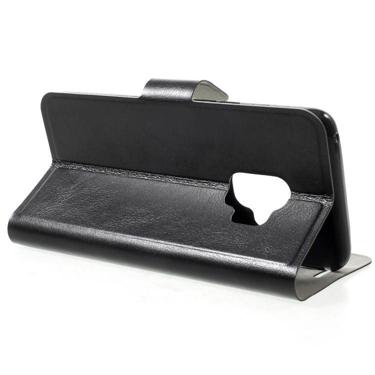 Crazy Horse Card Holder PU Leather Mobile Phone Casing for Samsung Galaxy S9 Built-in Steel Sheet - Black-4