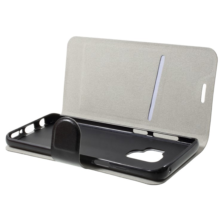 Crazy Horse Card Holder PU Leather Mobile Phone Casing for Samsung Galaxy S9 Built-in Steel Sheet - Black-5