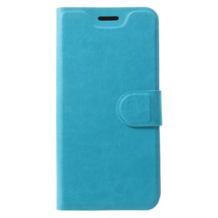 Crazy Horse Card Holder PU Leather Mobile Phone Cover for Samsung Galaxy S9 Built-in Steel Sheet - Blue-1