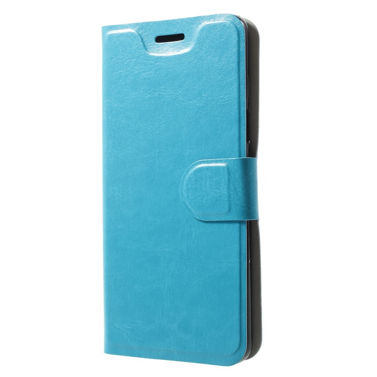 Crazy Horse Card Holder PU Leather Mobile Phone Cover for Samsung Galaxy S9 Built-in Steel Sheet - Blue-3