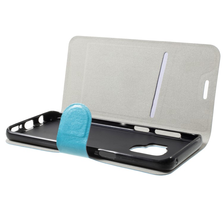 Crazy Horse Card Holder PU Leather Mobile Phone Cover for Samsung Galaxy S9 Built-in Steel Sheet - Blue-5