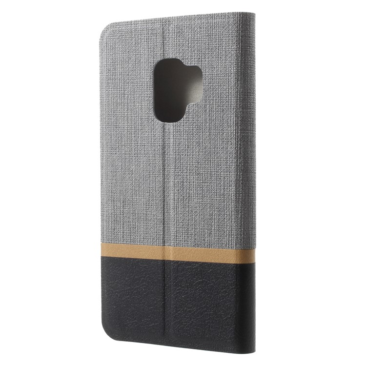 Cross Pattern Leather Card Holder Phone Cover (Built-in Steel Sheet) for Samsung Galaxy S9 - Grey-2