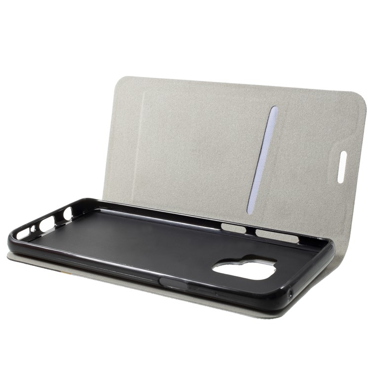 Cross Pattern Leather Card Holder Phone Cover (Built-in Steel Sheet) for Samsung Galaxy S9 - Grey-5