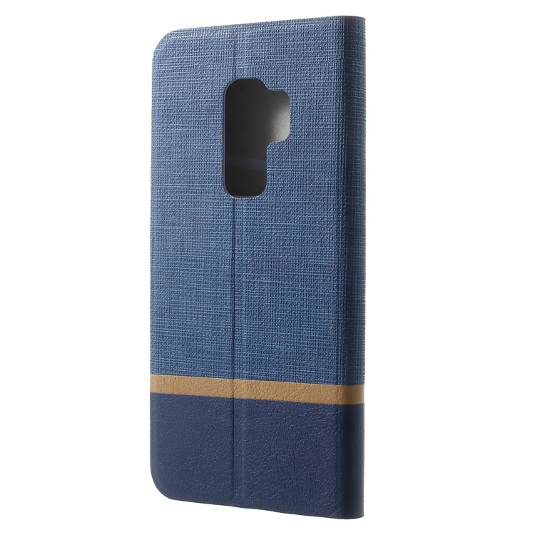Cross Pattern Leather Card Holder Phone Shell (Built-in Steel Sheet) for Samsung Galaxy S9 Plus - Blue-2