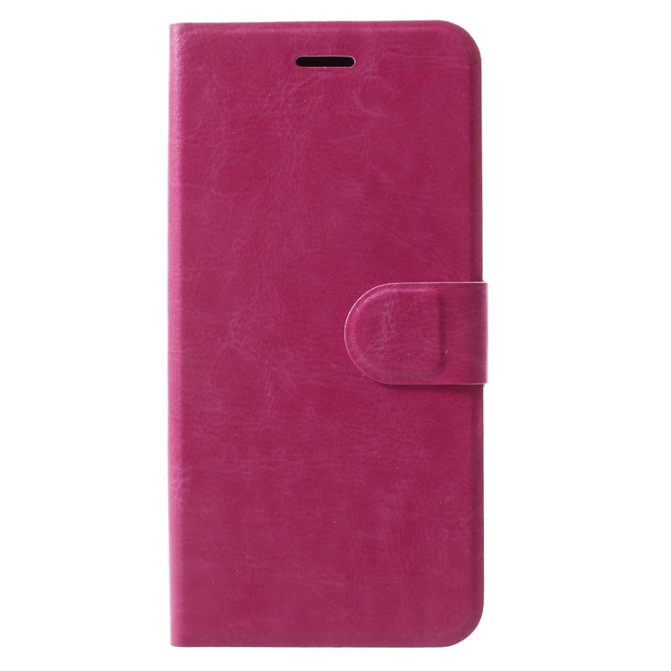 Crazy Horse Card Holder PU Leather Mobile Phone Case for Samsung Galaxy S9 Plus Built-in Steel Sheet - Rose-3