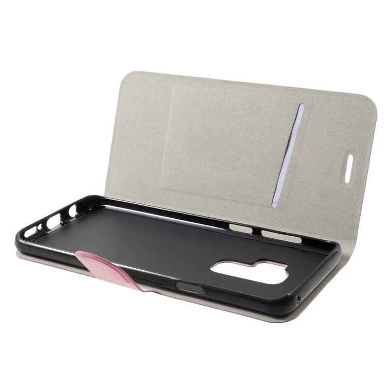 Crazy Horse Card Holder PU Leather Mobile Phone Case for Samsung Galaxy S9 Plus Built-in Steel Sheet - Rose-5
