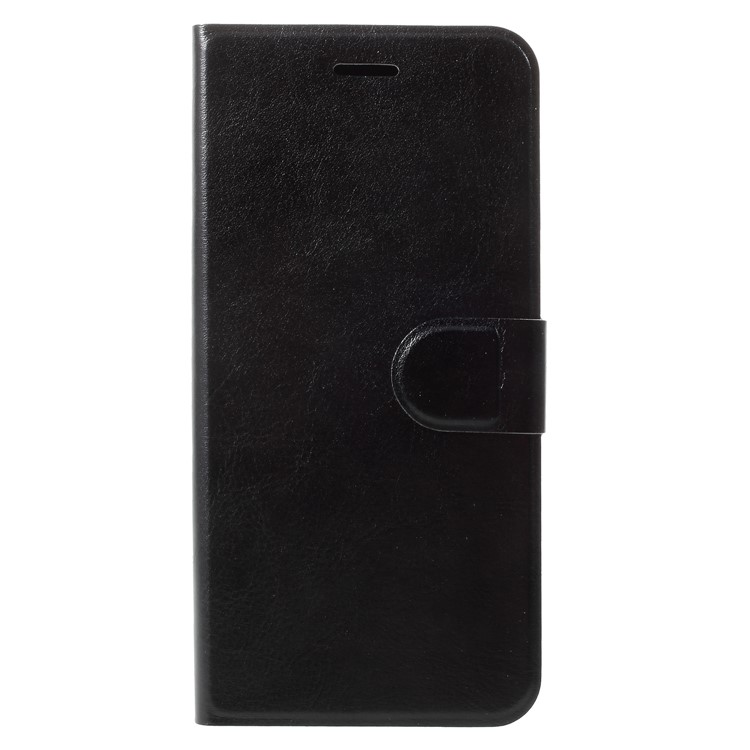 Crazy Horse Card Holder PU Leather Mobile Phone Shell for Samsung Galaxy S9 Plus Built-in Steel Sheet - Black-1