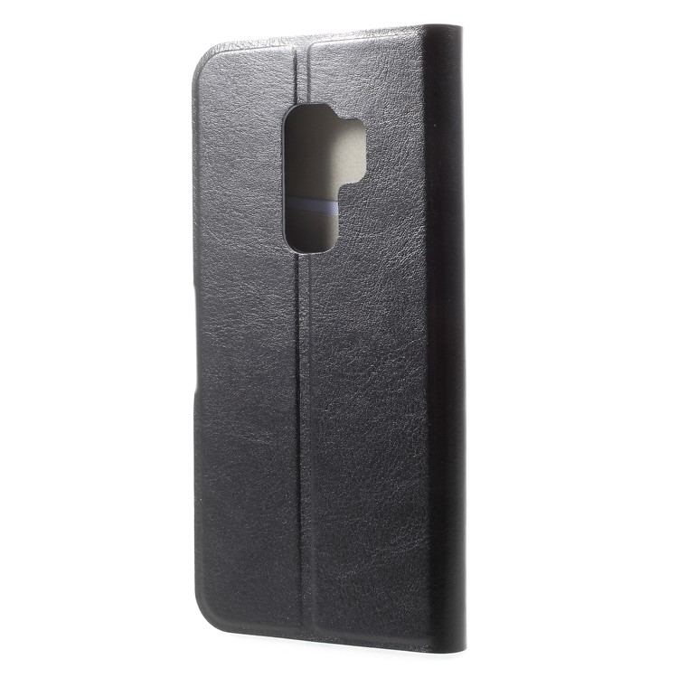 Crazy Horse Card Holder PU Leather Mobile Phone Shell for Samsung Galaxy S9 Plus Built-in Steel Sheet - Black-2