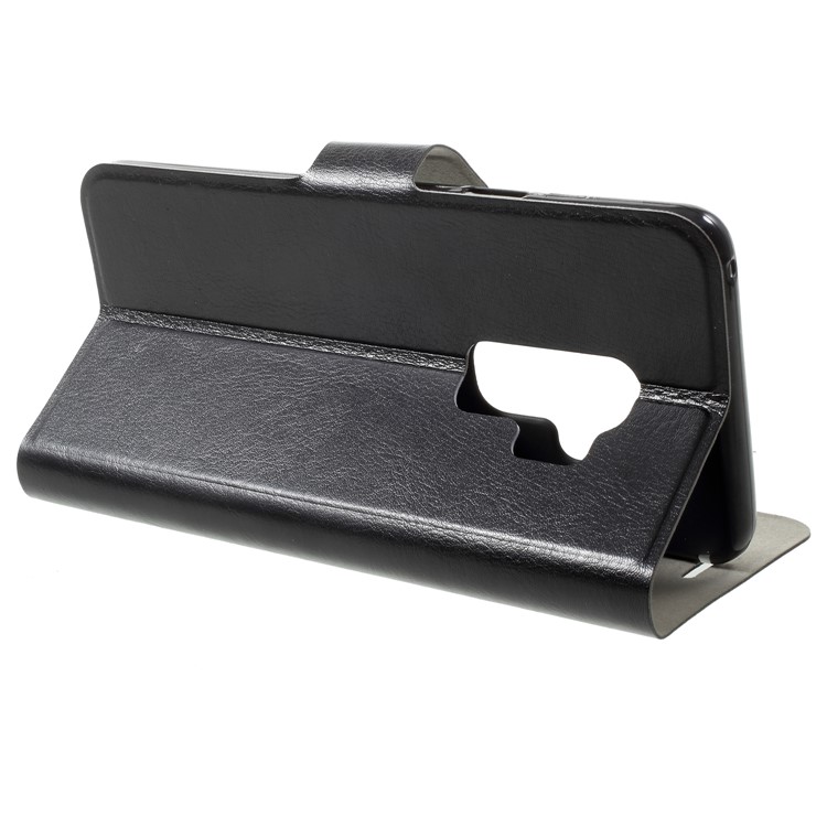 Crazy Horse Card Holder PU Leather Mobile Phone Shell for Samsung Galaxy S9 Plus Built-in Steel Sheet - Black-4