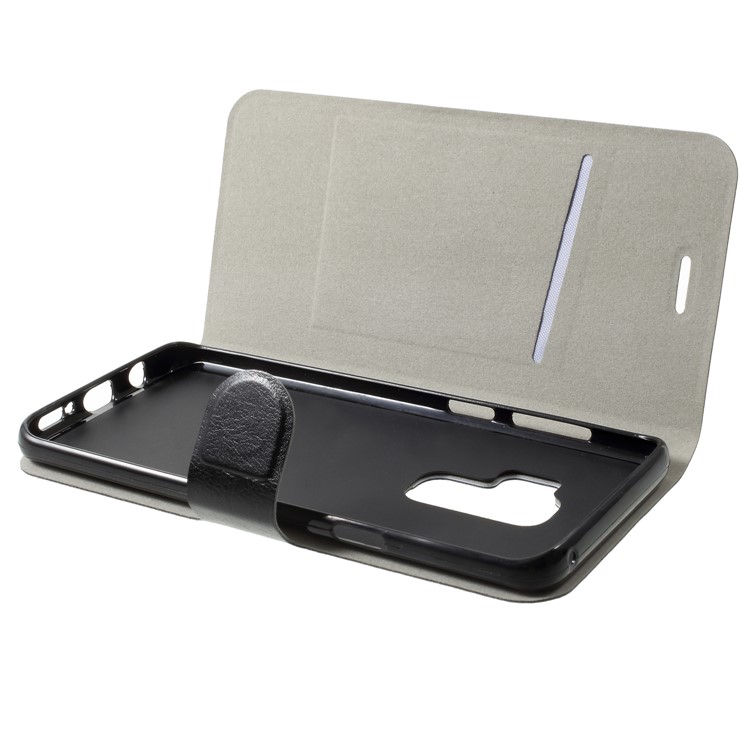 Crazy Horse Card Holder PU Leather Mobile Phone Shell for Samsung Galaxy S9 Plus Built-in Steel Sheet - Black-5
