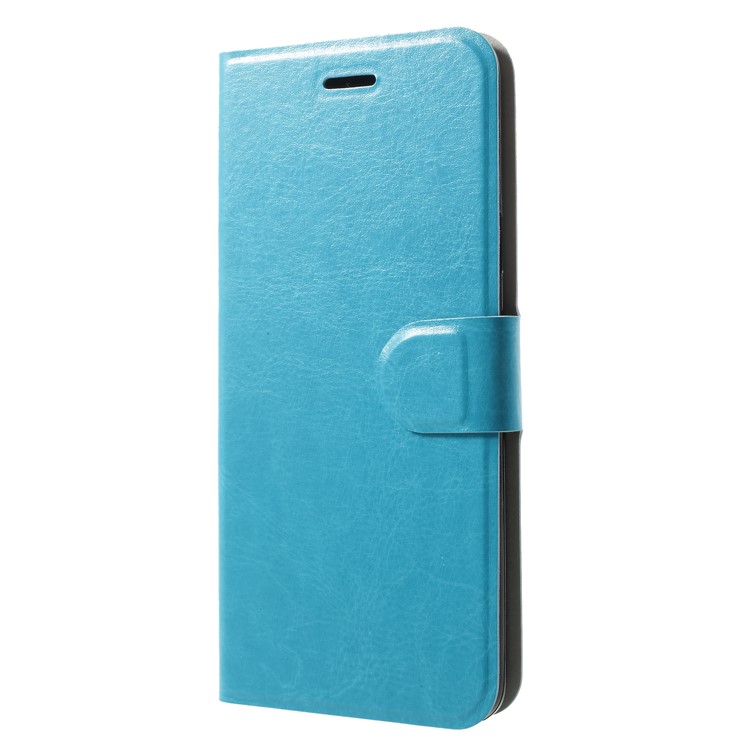 Crazy Horse Card Holder PU Leather Mobile Phone Cover for Samsung Galaxy S9 Plus Built-in Steel Sheet - Blue-3