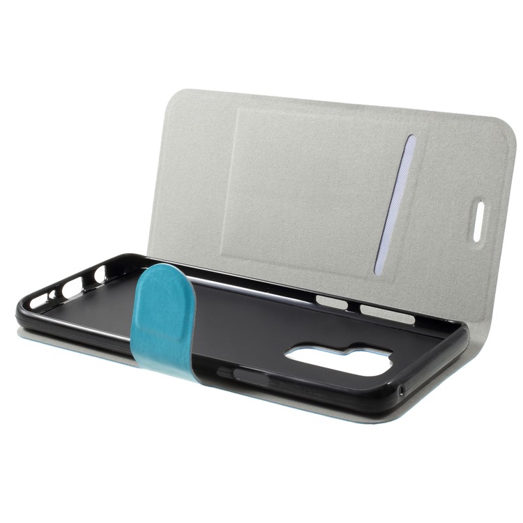 Crazy Horse Card Holder PU Leather Mobile Phone Cover for Samsung Galaxy S9 Plus Built-in Steel Sheet - Blue-5