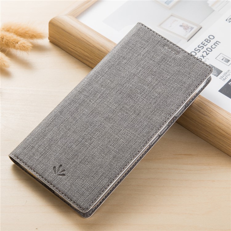 VILI DMX Cross Texture Card Holder Leather Stand Case for Samsung Galaxy A8 (2018) - Grey-1