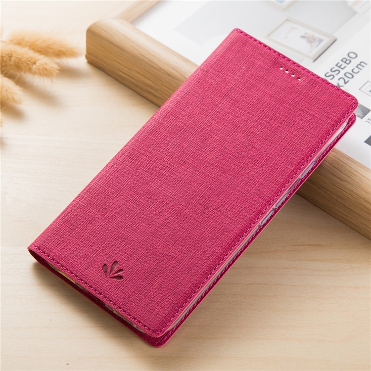 VILI DMX Cross Texture Card Holder Leather Stand Shell for Samsung Galaxy A8 (2018) - Rose-1