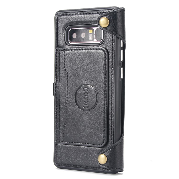2-in-1 Zipper Pocket Leather Wallet Case + Detachable TPU Cover for Samsung Galaxy Note 8 N950 - Black-3