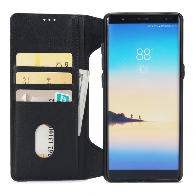 2-in-1 Zipper Pocket Leather Wallet Case + Detachable TPU Cover for Samsung Galaxy Note 8 N950 - Black-4