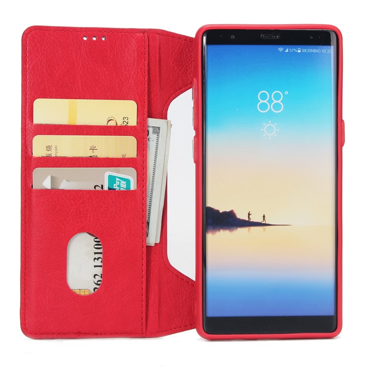 2-in-1 Zipper Pocket Leather Wallet Case + Detachable TPU Cell Phone Cover for Samsung Galaxy Note 8 N950 - Red-4