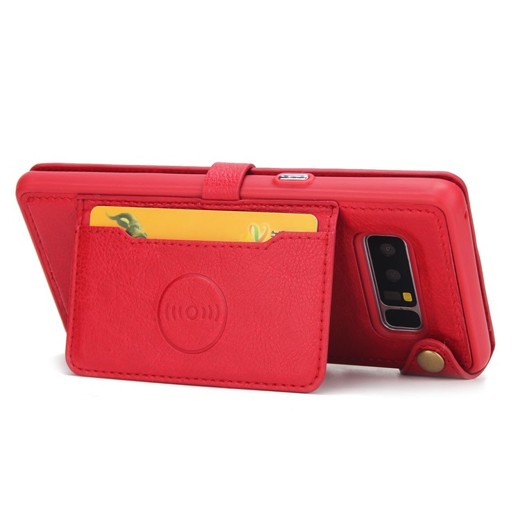 2-in-1 Zipper Pocket Leather Wallet Case + Detachable TPU Cell Phone Cover for Samsung Galaxy Note 8 N950 - Red-5