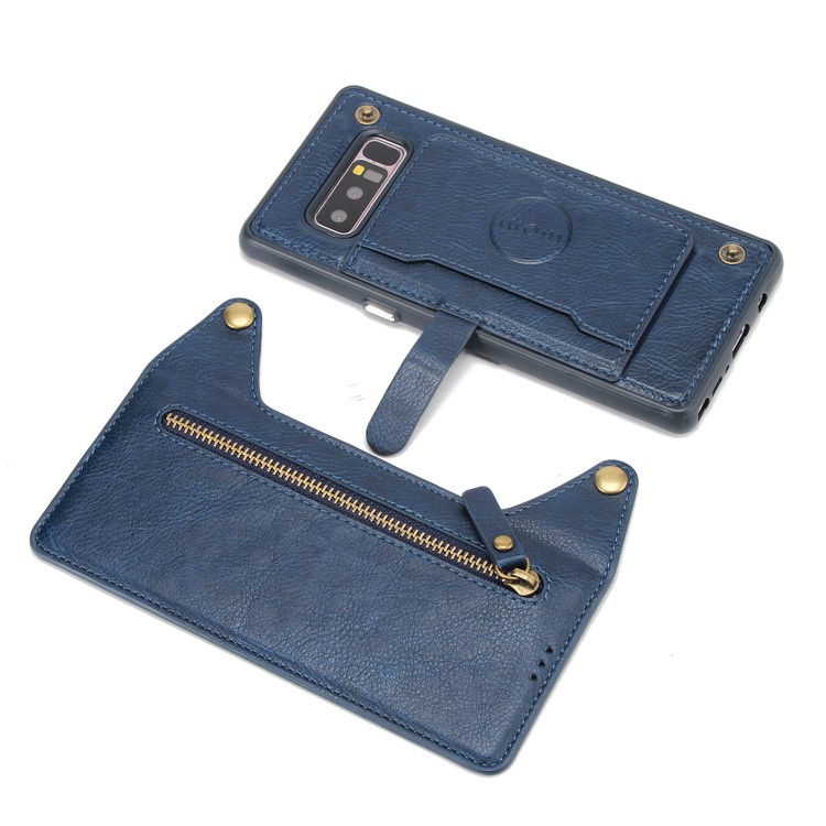2-in-1 Zipper Pocket Leather Wallet Case + Detachable TPU Mobile Shell for Samsung Galaxy Note 8 N950 - Blue-6
