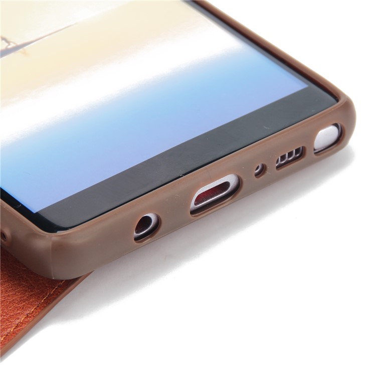 2-in-1 Zipper Pocket Leather Wallet Case + Movable TPU Phone Casing for Samsung Galaxy Note 8 N950 - Brown-11