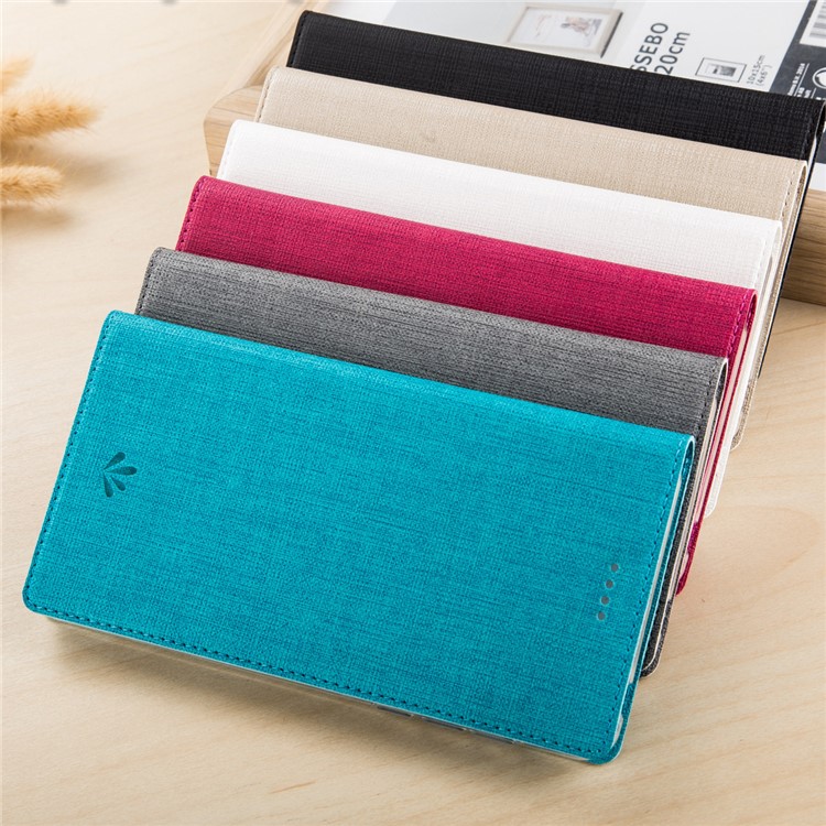 VILI DMX Cross Texture Card Holder Leather Stand Case for Samsung Galaxy A8+ (2018) - Grey-5