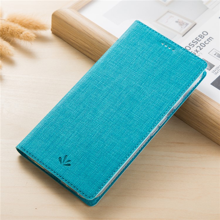 VILI DMX Cross Texture Card Holder Leather Mobile Cover for Samsung Galaxy A8+ (2018) - Blue-1