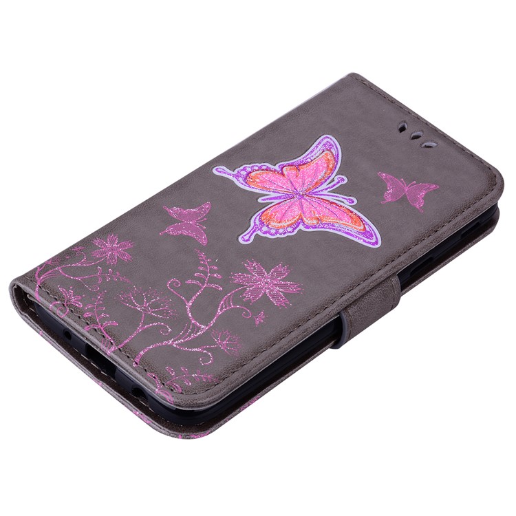 Flash Powder Butterfly Flower Leather Wallet Case for Samsung Galaxy J5 (2017) EU Version / J5 Pro (2017) - Grey-4